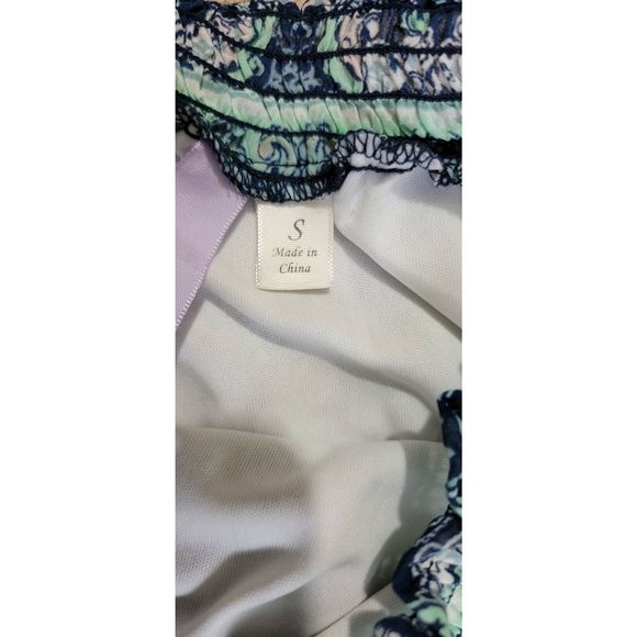 Alya Dress Mini Women's Small Blue & Teal 3/4 Bell Sleeve Boho - Picture 10 of 12